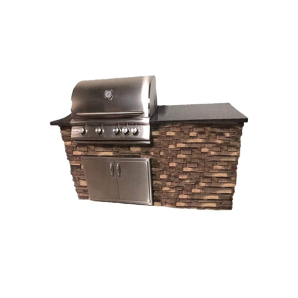 Tru Innovative 6ft B26032302C LTE Grill/Icebin Island(Grill on L) with Countertop Overhang Cut