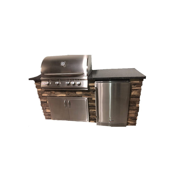 Tru Innovative 6ft PB26021303C PRO Grill Island with Countertop Overhang Cut