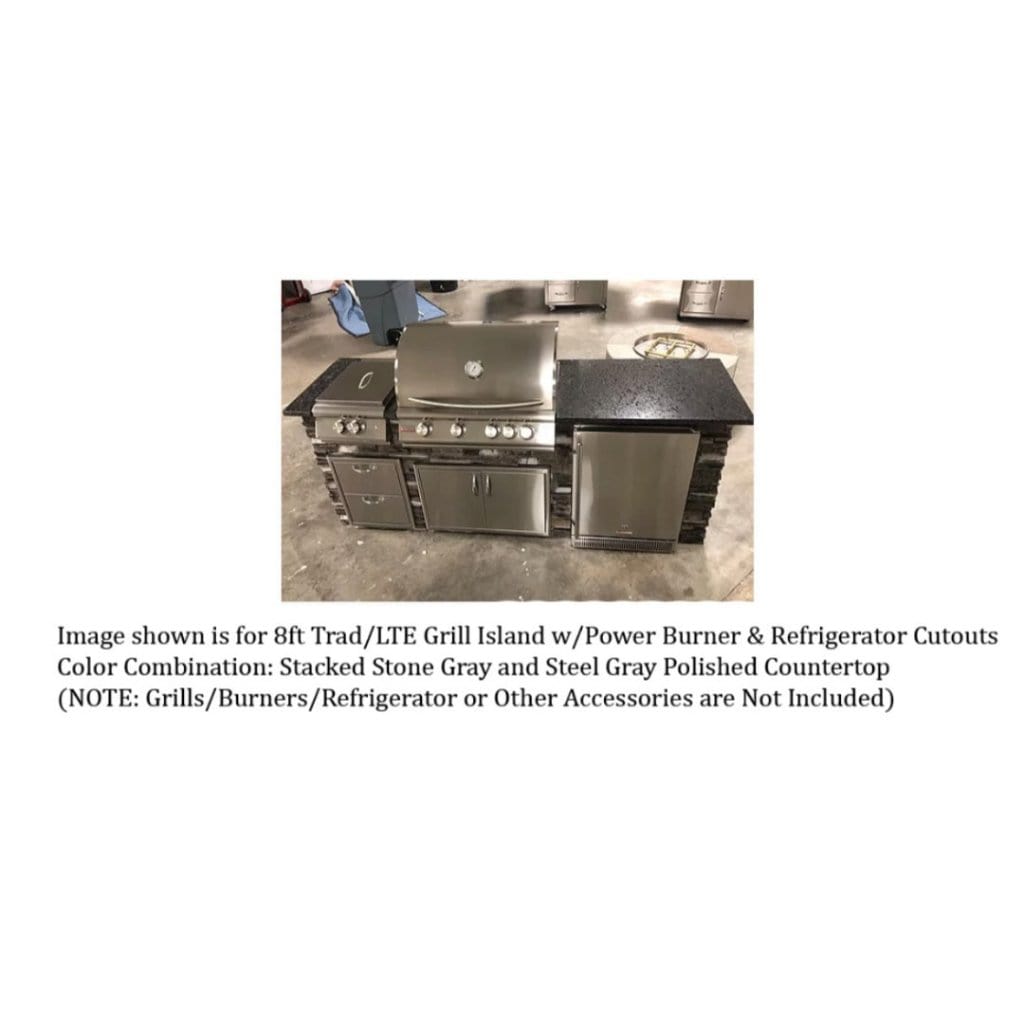 Tru Innovative 8ft B28011101C Traditional LTE Grill Island with Countertop Overhang Cut