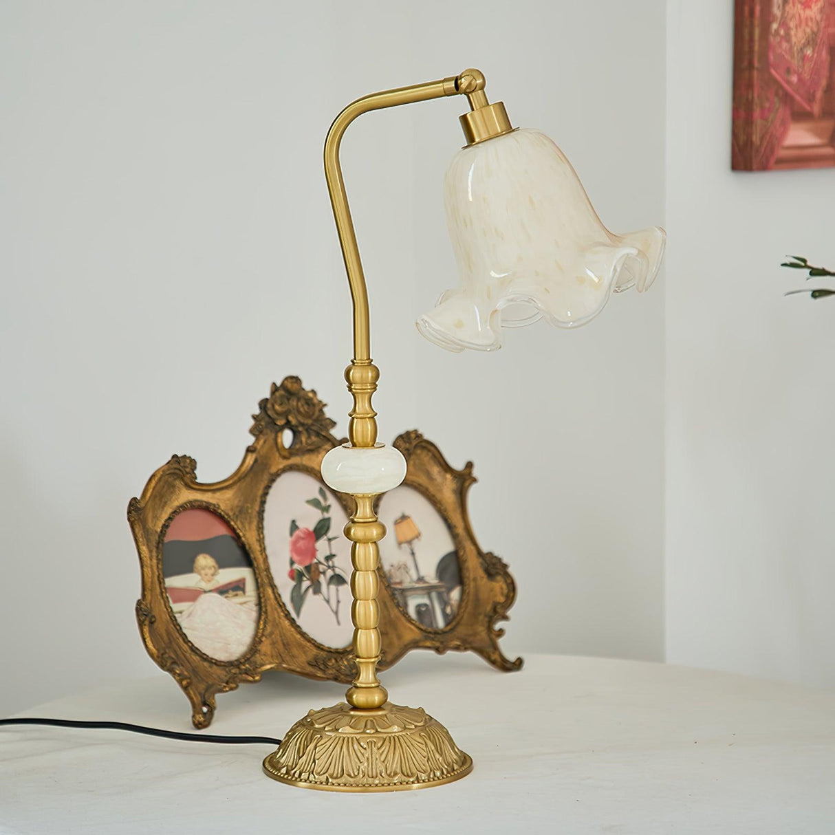 Tulip Brass Table Lamp