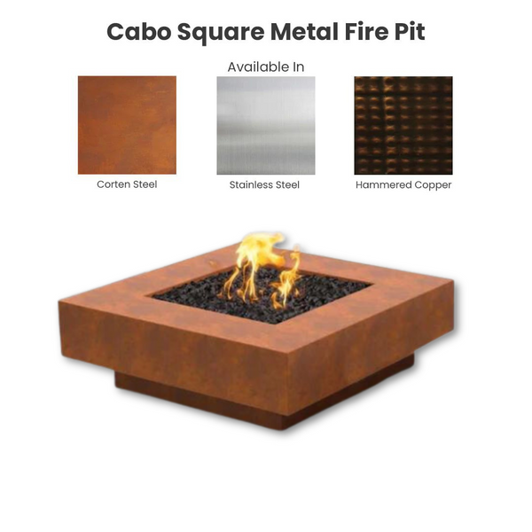 The Outdoor Plus Cabo Square Metal Fire Pit
