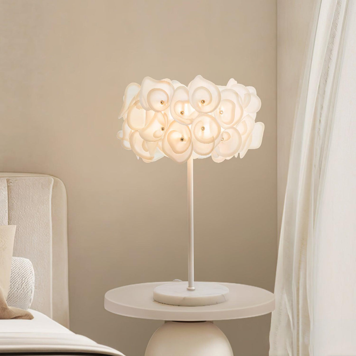 White Flower Table Lamp