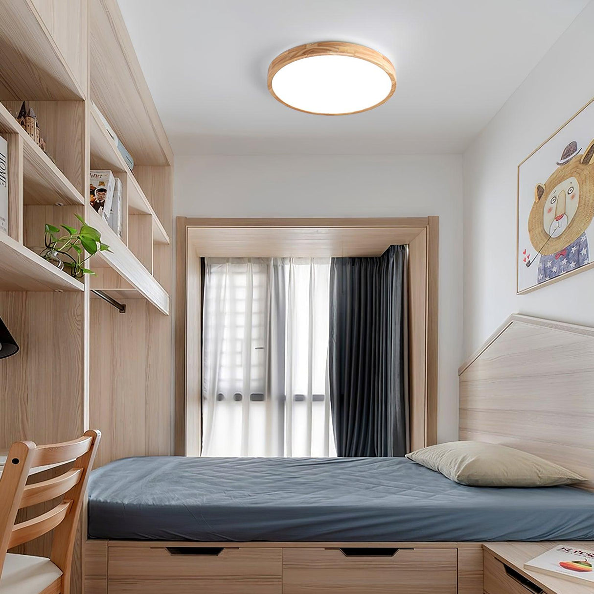 Geometric Wooden Ceiling Light