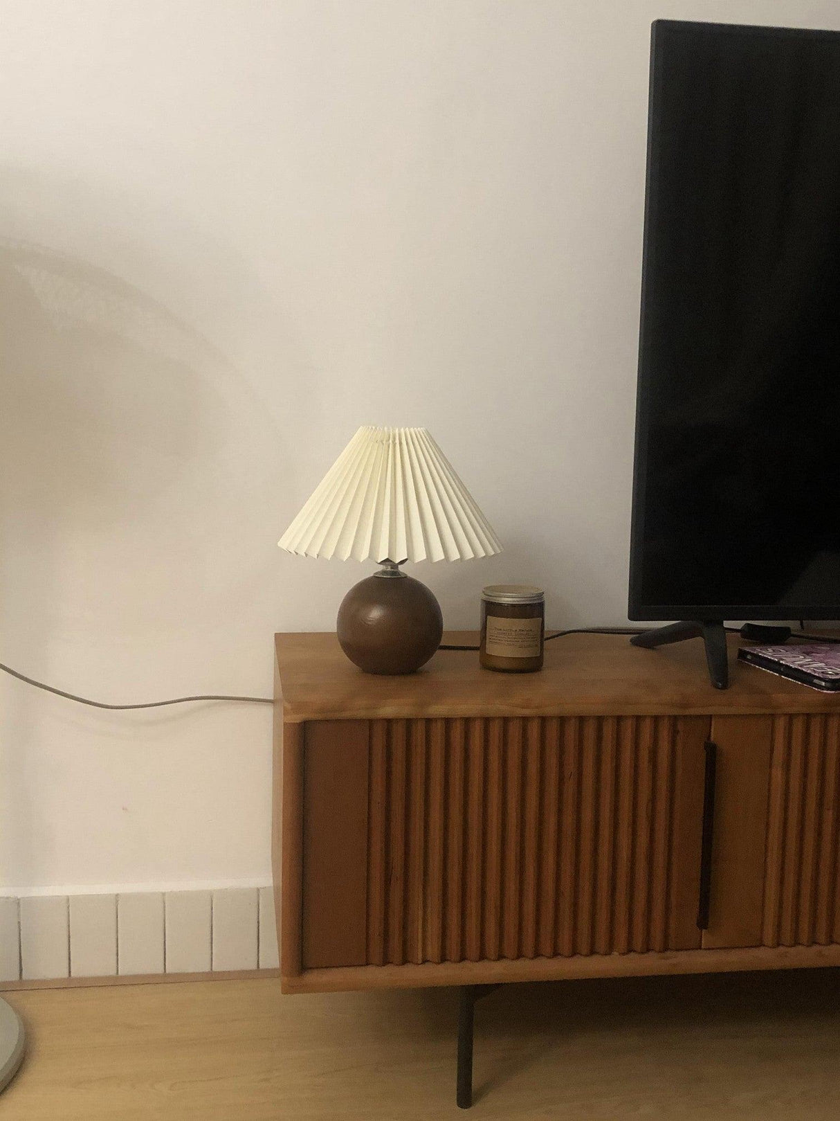 Pleated Wooden Table Lamp