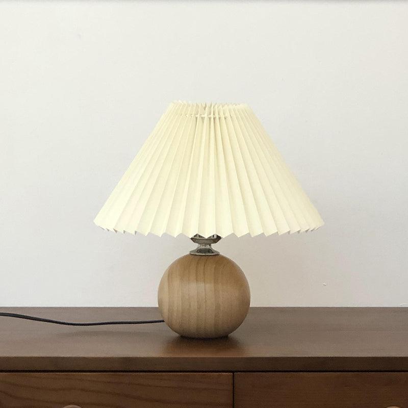 Pleated Wooden Table Lamp