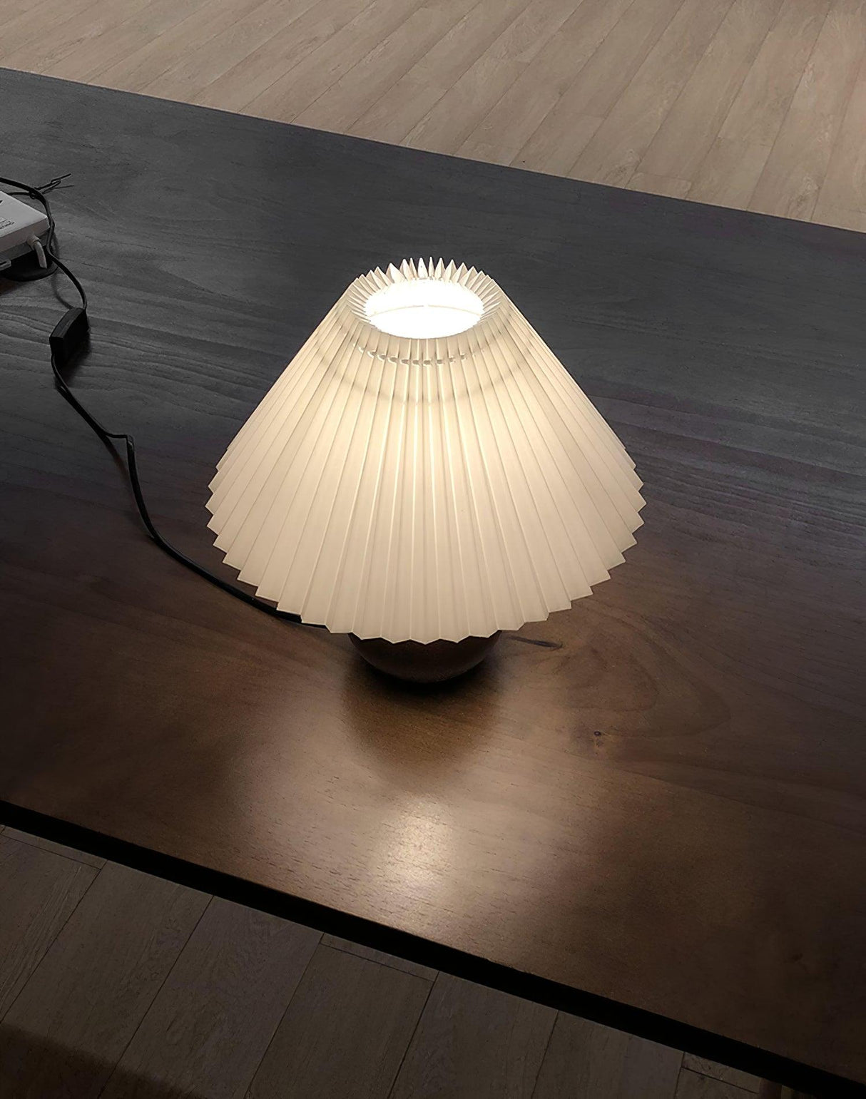 Pleated Wooden Table Lamp