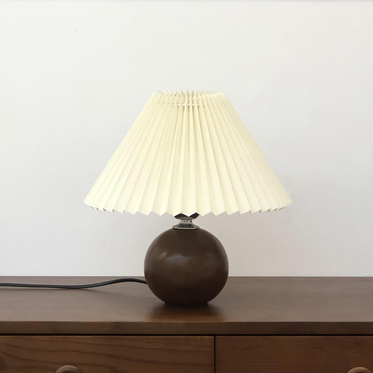 Pleated Wooden Table Lamp