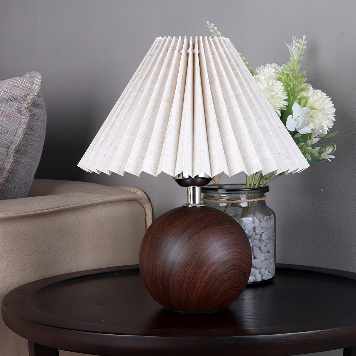 Pleated Wooden Table Lamp