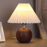 Pleated Wooden Table Lamp