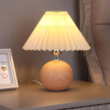 Pleated Wooden Table Lamp