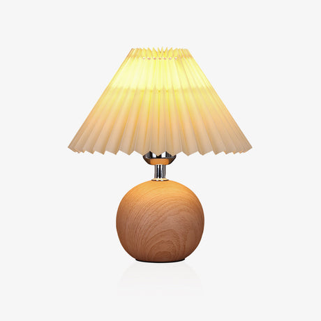 Pleated Wooden Table Lamp