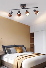 Wooden Adjustable Spot Ceiling Lamp