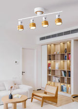 Wooden Adjustable Spot Ceiling Lamp