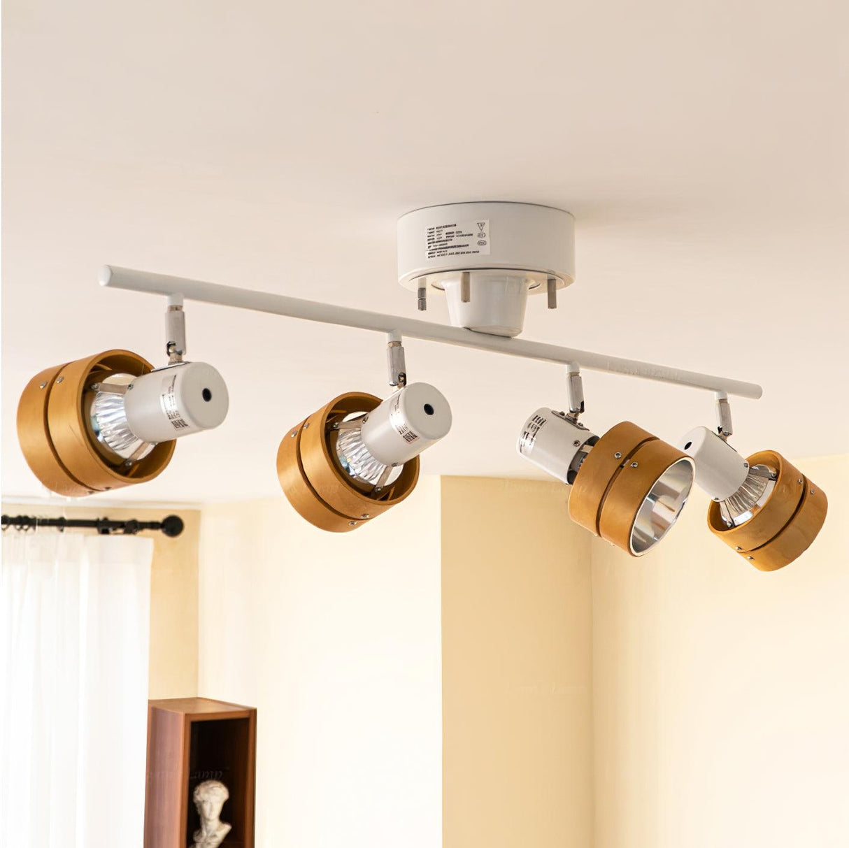 Wooden Adjustable Spot Ceiling Lamp