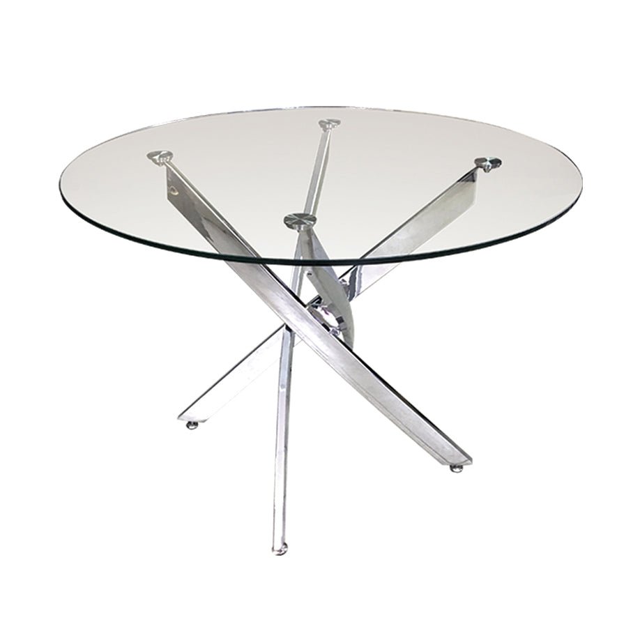 Modern Round Tempered Glass Coffee Table with Chrome Legs