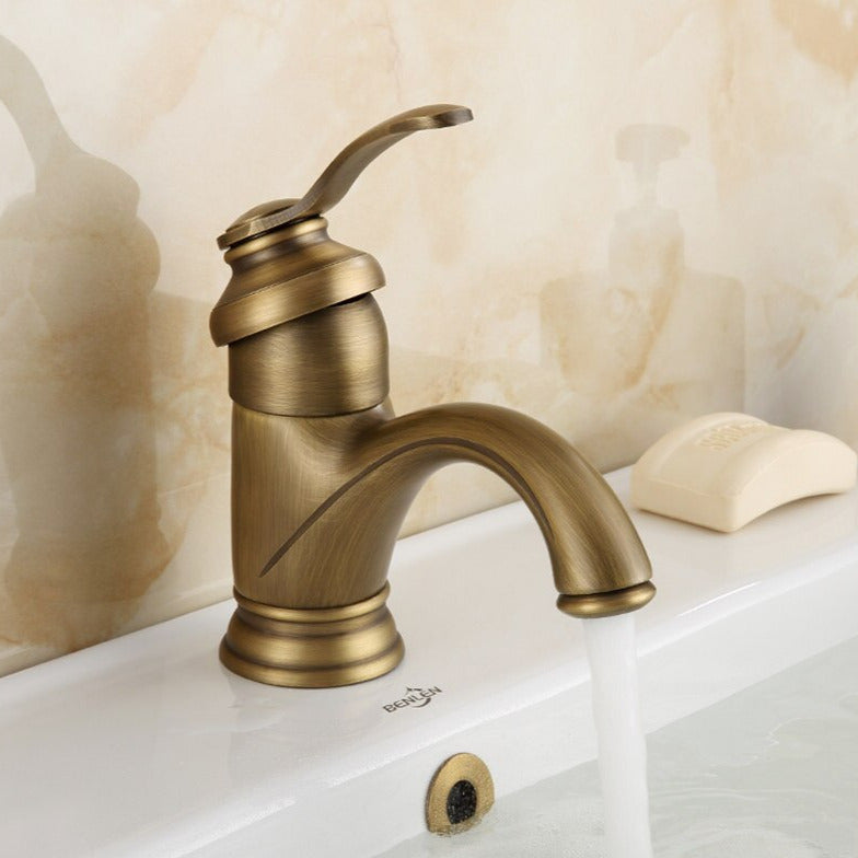 Elijah - Rustic Brass Bathroom Faucet