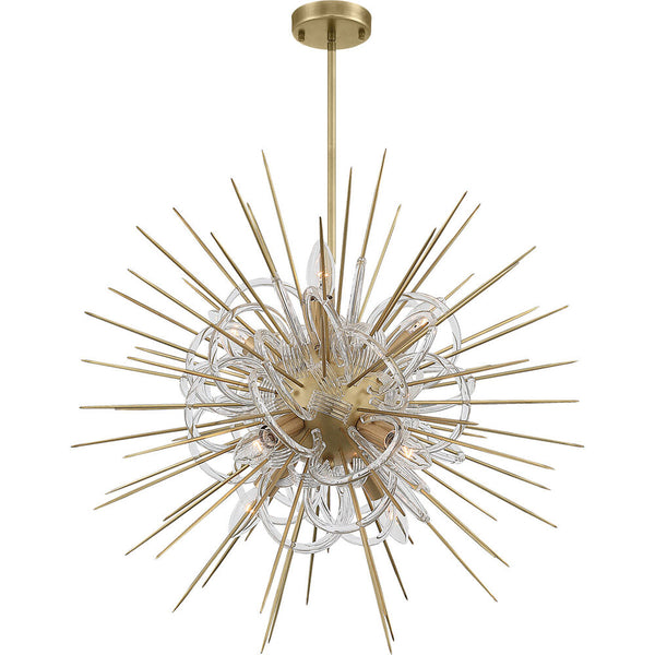Zeev Lighting Flare 8 Light 24 inch Aged Brass with Acrylic Chandelier Ceiling Light