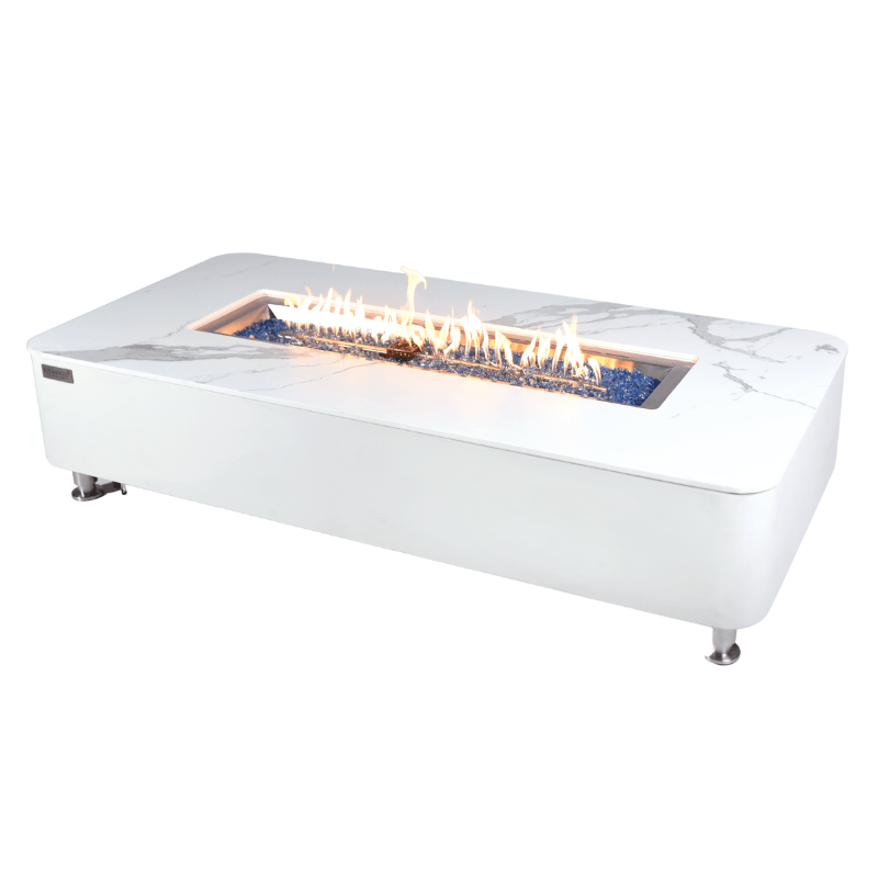 Elementi Plus - Athens Rectangular Marble Concrete Base Fire Pit Table - OFP102BW