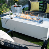 Elementi Plus - Carrara Rectangular Marble Fire Pit Table - OFP121BW