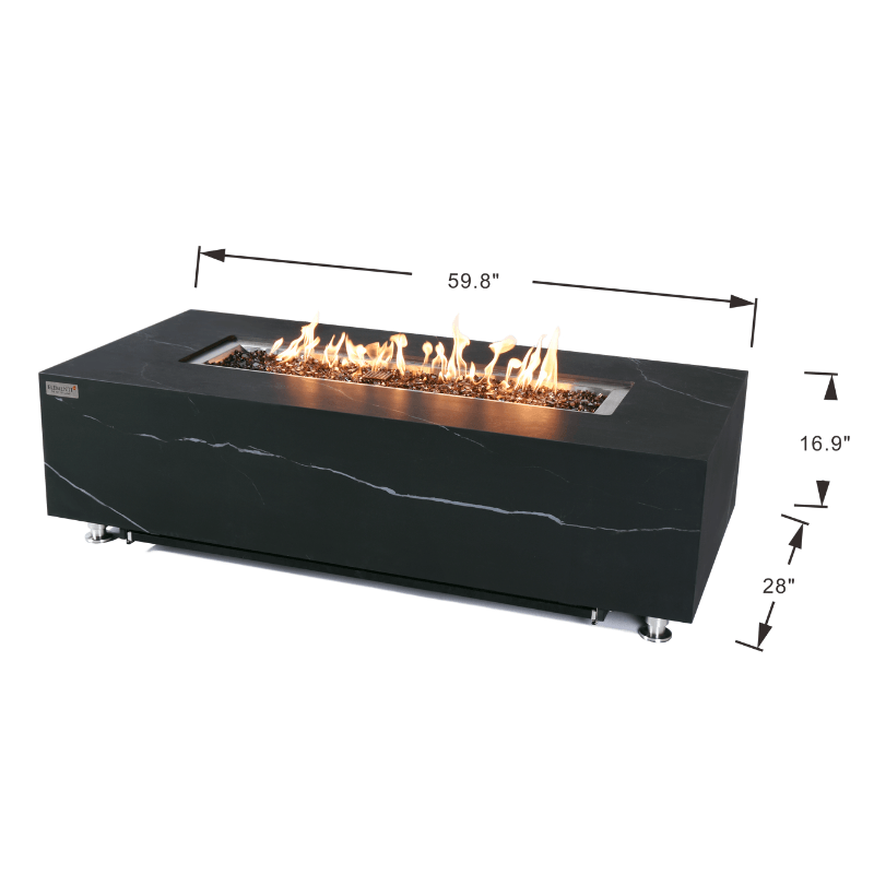 Elementi Plus - Varna Rectangular Marble Fire Pit Table - OFP121BB