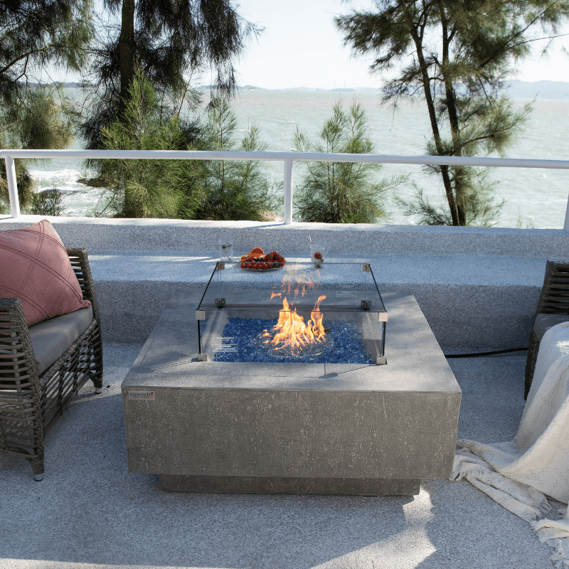 Elementi Plus - Victoria Square Concrete Fire Pit Table - OFG413LG