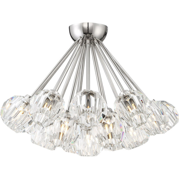 Zeev Lighting Parisian 18 Light 24 inch Polished Nickel with Crystal Flush Mount Ceiling Light