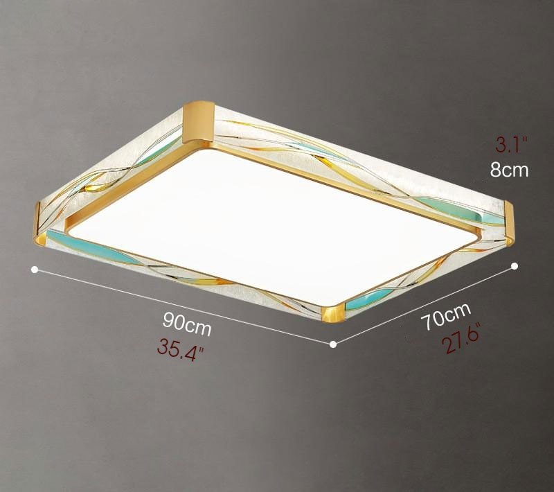 Rectangular LED Сopper Ceiling Lamp for Living room, Bedroom