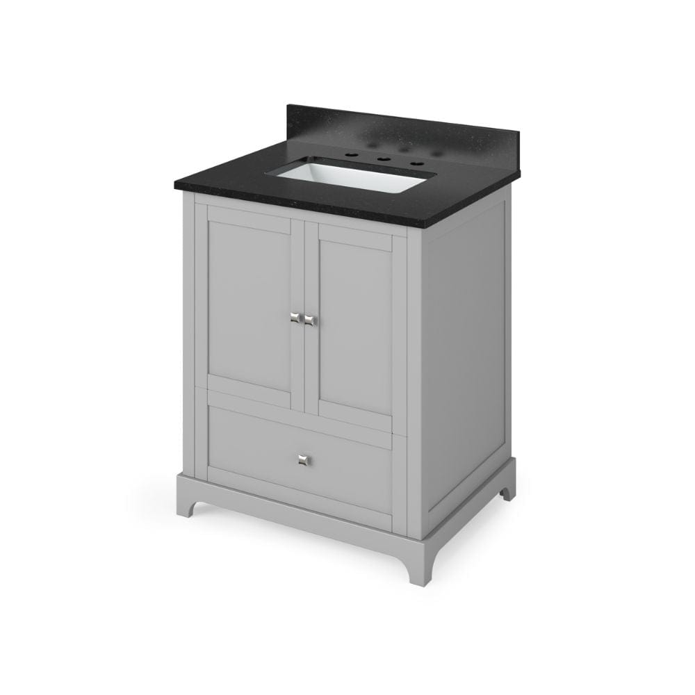 Addington Modern 30" Grey Vanity, Black Granite Top | VKITADD30GRBGR