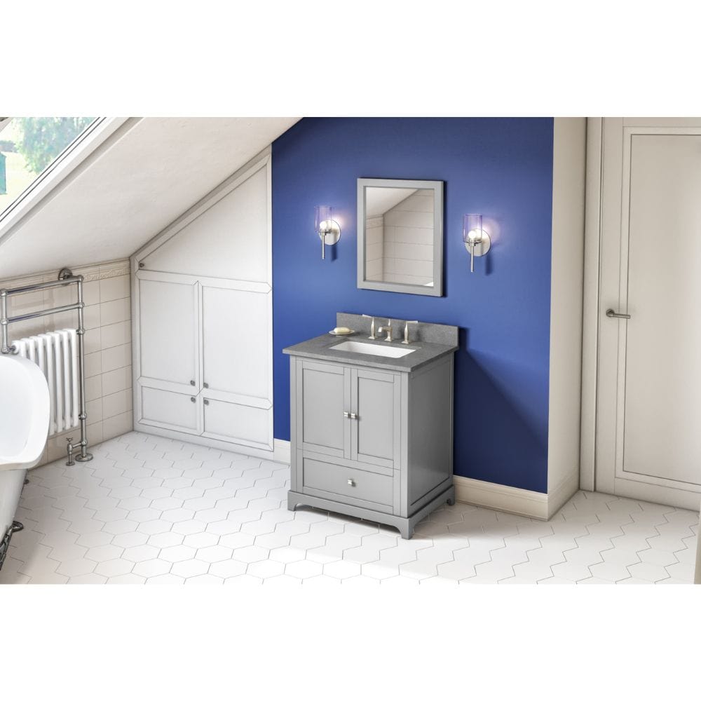 Addington Modern 30" Grey Vanity, Steel Grey Cultured Marble Vanity Top | VKITADD30GRSGR