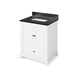 Addington Modern 30" White Vanity, Black Granite Vanity Top| VKITADD30WHBGR