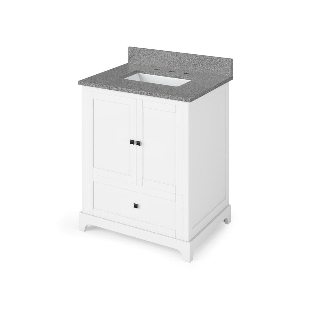 Addington Modern 30" White Vanity, Steel Grey Cultured Marble Top | VKITADD30WHSGR