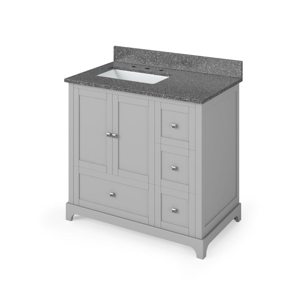 Addington Modern 36" Grey Left Offset Sink Vanity, Boulder Vanity Cultured Marble Top | VKITADD36GRBOR