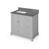 Addington Modern 36" Grey Left Offset Sink Vanity, Boulder Vanity Cultured Marble Top | VKITADD36GRBOR