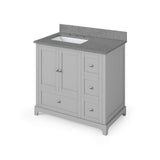 Addington Modern 36" Grey Left Offset Sink Vanity, Steel Grey Cultured Marble Top | VKITADD36GRSGR