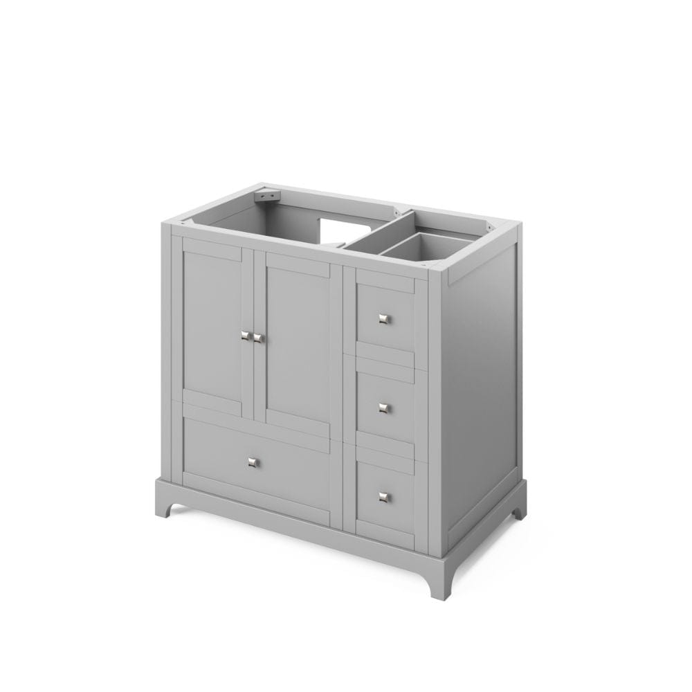 Addington Modern 36" Grey Left Offset Sink Vanity, Steel Grey Cultured Marble Top | VKITADD36GRSGR