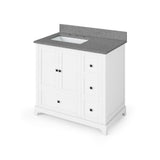 Addington Modern 36" White Left Offset Sink Vanity, Steel Grey Cultured Marble Top | VKITADD36WHSGR