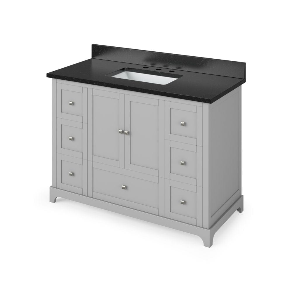 Addington Modern 48" Grey Vanity, Black Granite Top | VKITADD48GRBGR