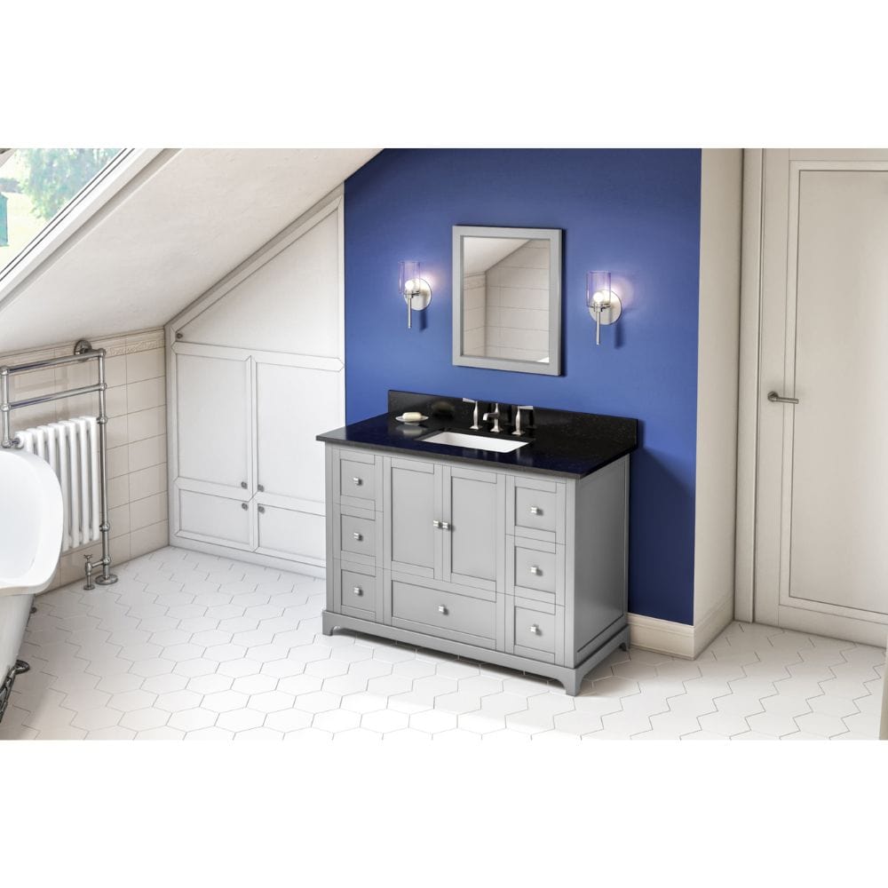 Addington Modern 48" Grey Vanity, Black Granite Top | VKITADD48GRBGR