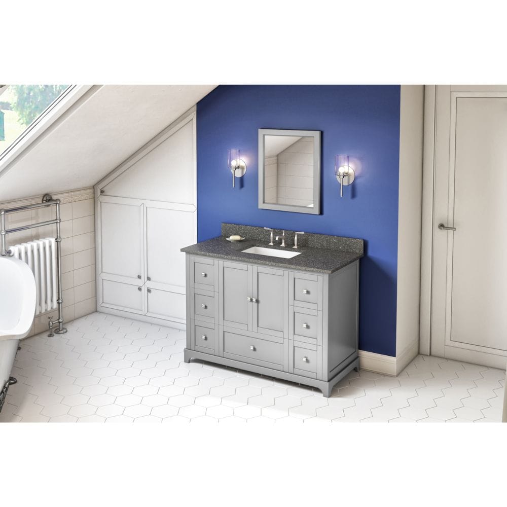 Addington Modern 48" Grey Vanity, Boulder Cultured Marble Top | VKITADD48GRBOR