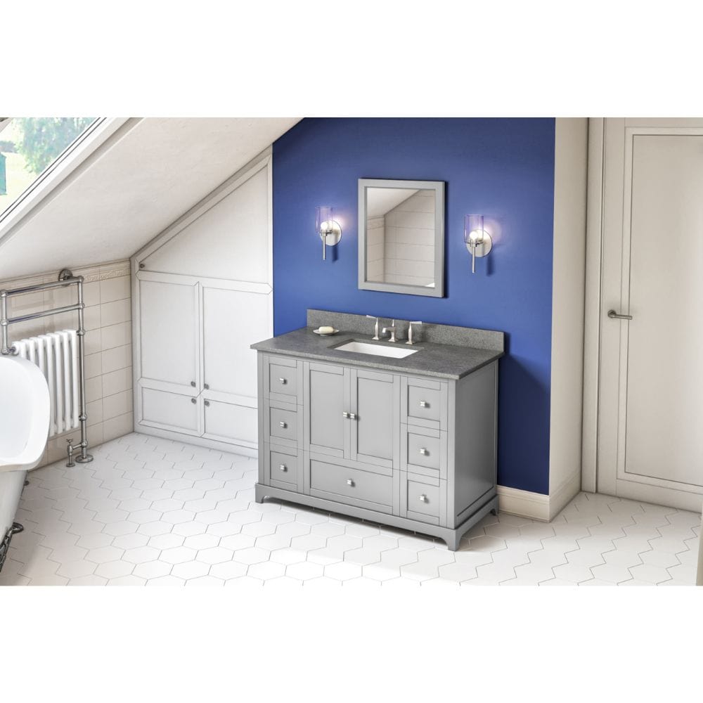 Addington Modern 48" Grey Vanity, Steel Grey Cultured Marble Top | VKITADD48GRSGR