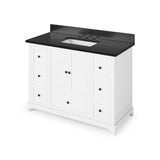 Addington Modern 48" White Vanity, Black Granite Top | VKITADD48WHBGR