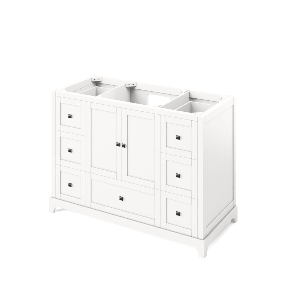 Addington Modern 48" White Vanity, Steel Grey Cultured Marble Top | VKITADD48WHSGR