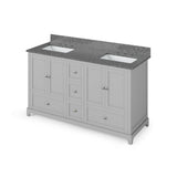 Addington Modern 60" Grey Double Vanity, Boulder Cultured Marble Top | VKITADD60GRBOR