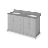 Addington Modern 60" Grey Double Vanity, Steel Grey Cultured Marble Top | VKITADD60GRSGR