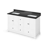 Addington Modern 60" White Double Vanity, Black Granite Top | VKITADD60WHBGR