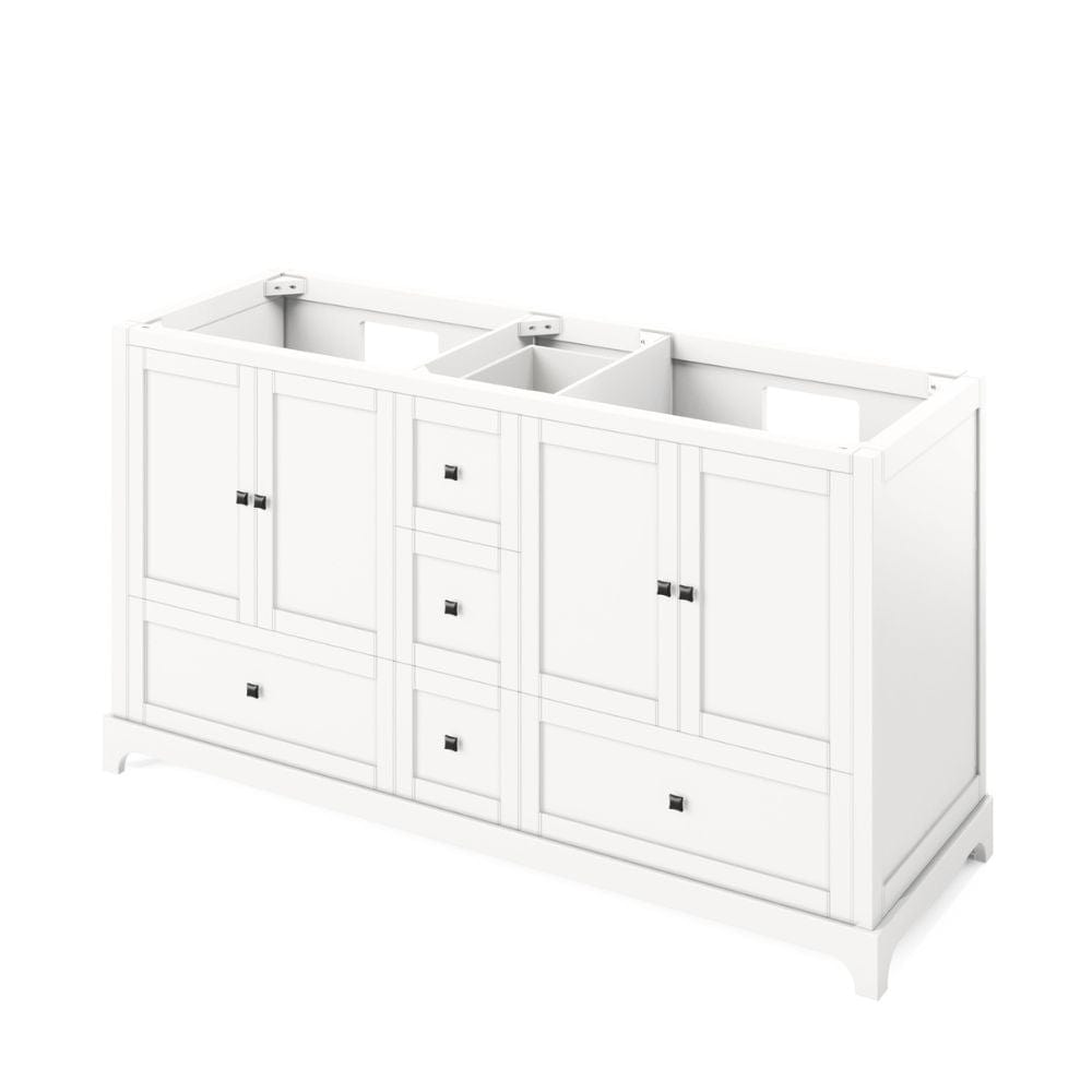 Addington Modern 60" White Double Vanity, Boulder Cultured Marble Top | VKITADD60WHBOR