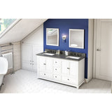 Addington Modern 60" White Double Vanity, Boulder Cultured Marble Top | VKITADD60WHBOR