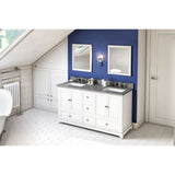 Addington Modern 60" White Double Vanity, Steel Grey Cultured Marble Top | VKITADD60WHSGR