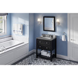 Adler Transitional 30" Black Vanity, Steel Grey Cultured Marble Top | VKITADL30BKSGR