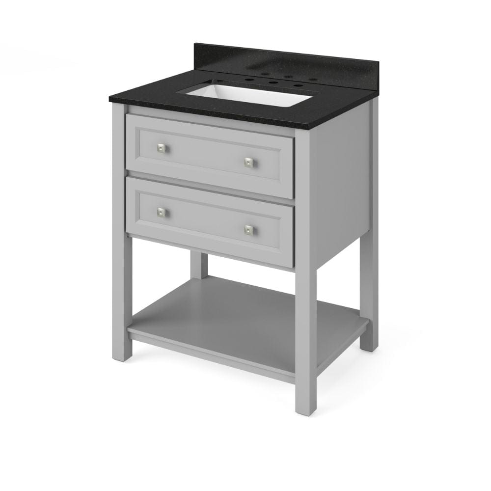 Adler Transitional 30" Grey Vanity, Black Granite Top | VKITADL30GRBGR